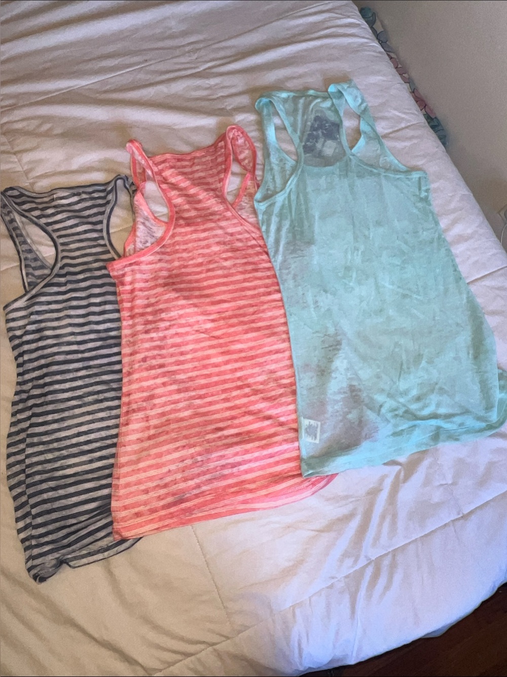 Urban Outfitters Striped Gray & Coral + Solid Mint Tank Trio - Picture 4 of 5